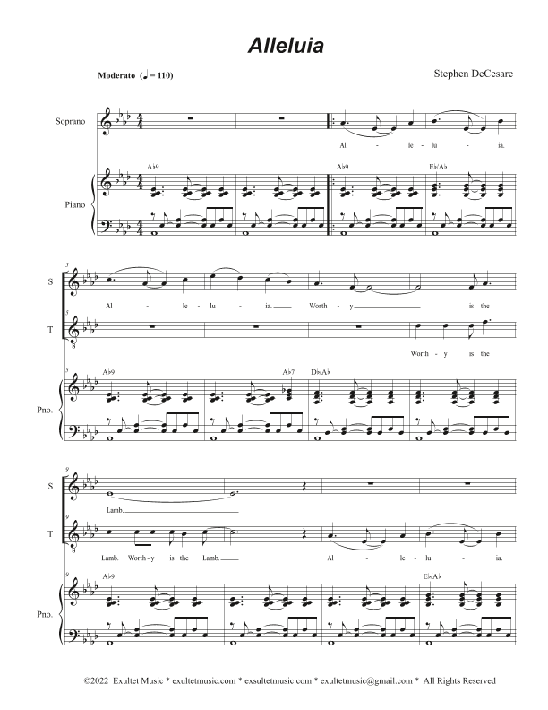 Alleluia (Mass of Peace and Justice) (Duet for Soprano and Tenor solo)