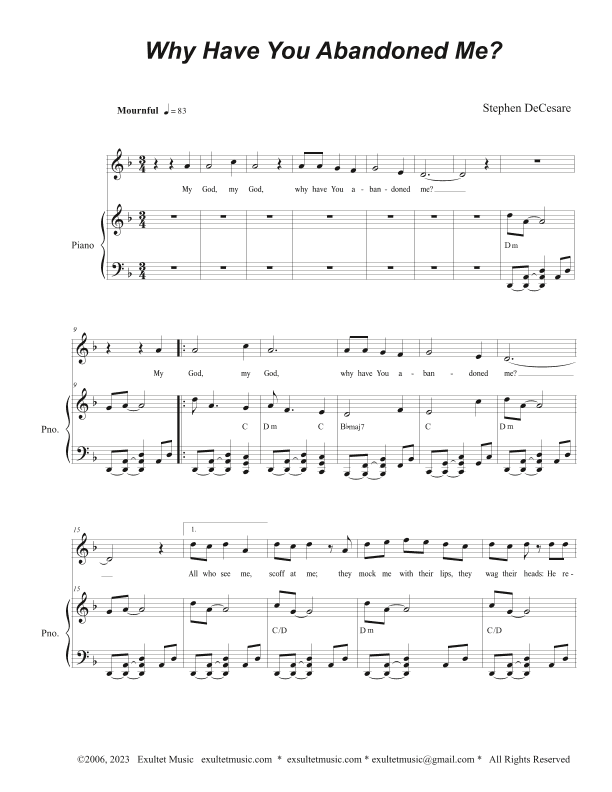 Why Have You Abandoned Me? (Unison choir - High Key)