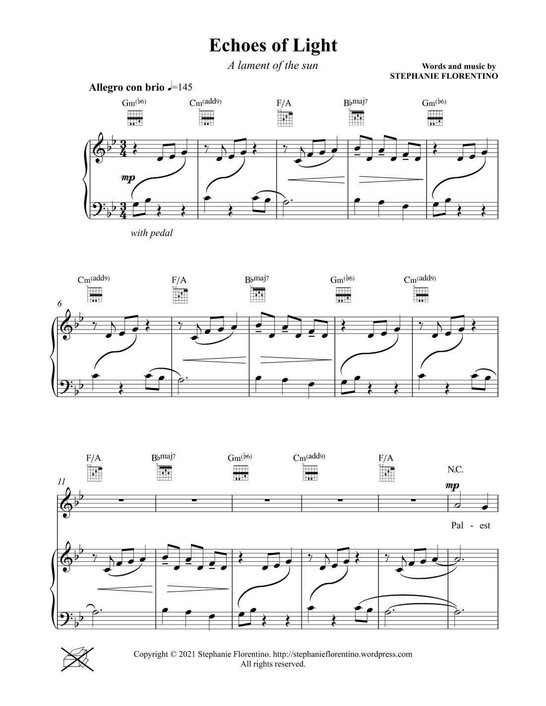 Echoes of Light (Piano/Vocal/Guitar)