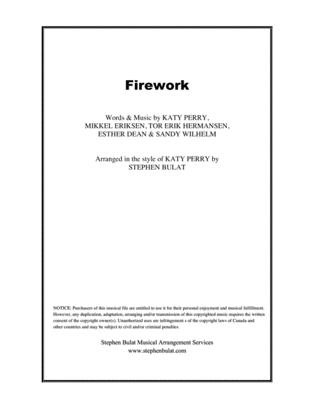 Firework (arr. Stephen Bulat)