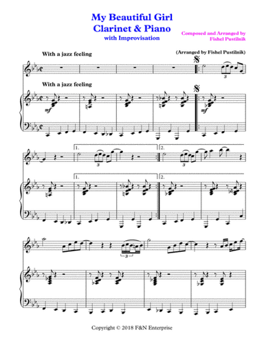 "My Beautiful Girl"-Piano Background for Clarinet and Piano (With Improvisation)-Video