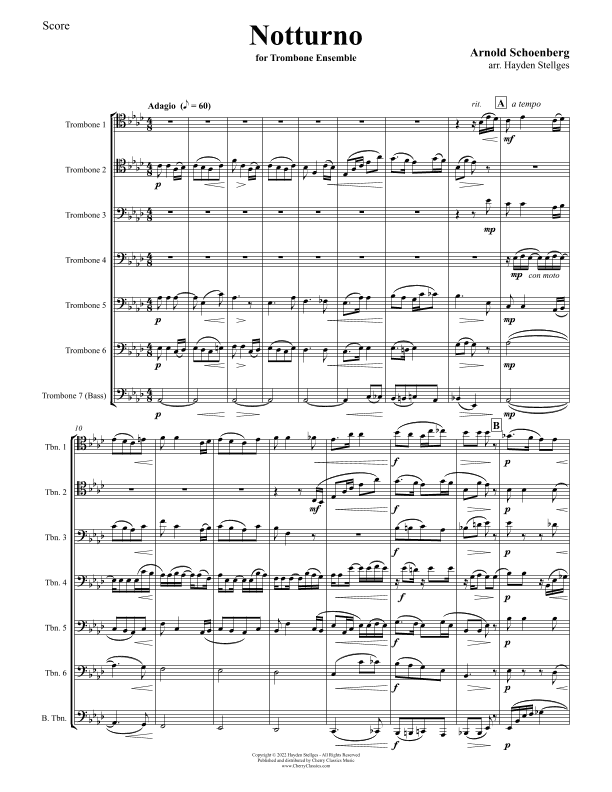 Notturno for Trombone Ensemble (arr. Hayden Stellges)