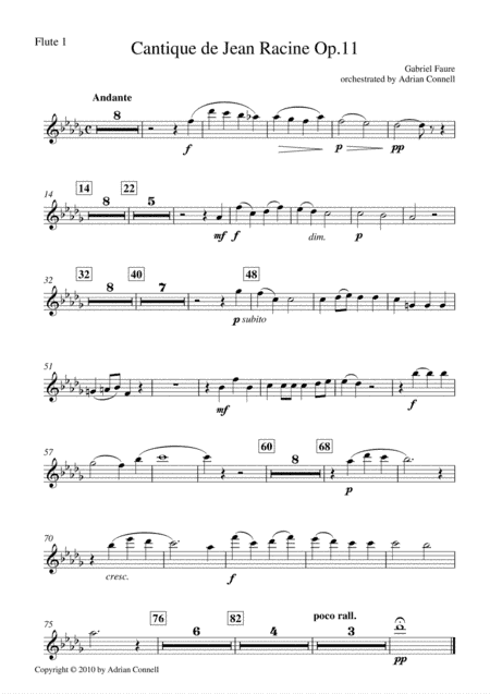 Faure - Cantique de Jean Racine orchestrated Adrian Connell - Flute 1 (arr. Adrian Connell)