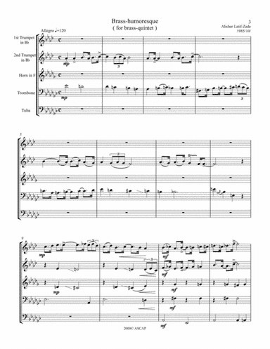 'H U M O R E S Q U E'  For Brass quintet