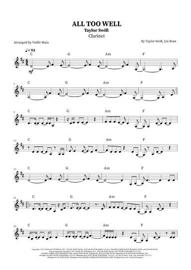 All Too Well (arr. Valdir Maia)