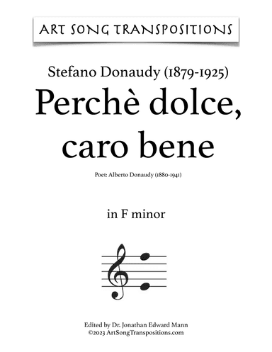 DONAUDY: Perchè dolce, caro bene (transposed to F minor and E minor) (arr. ArtSongTranspositions.com)