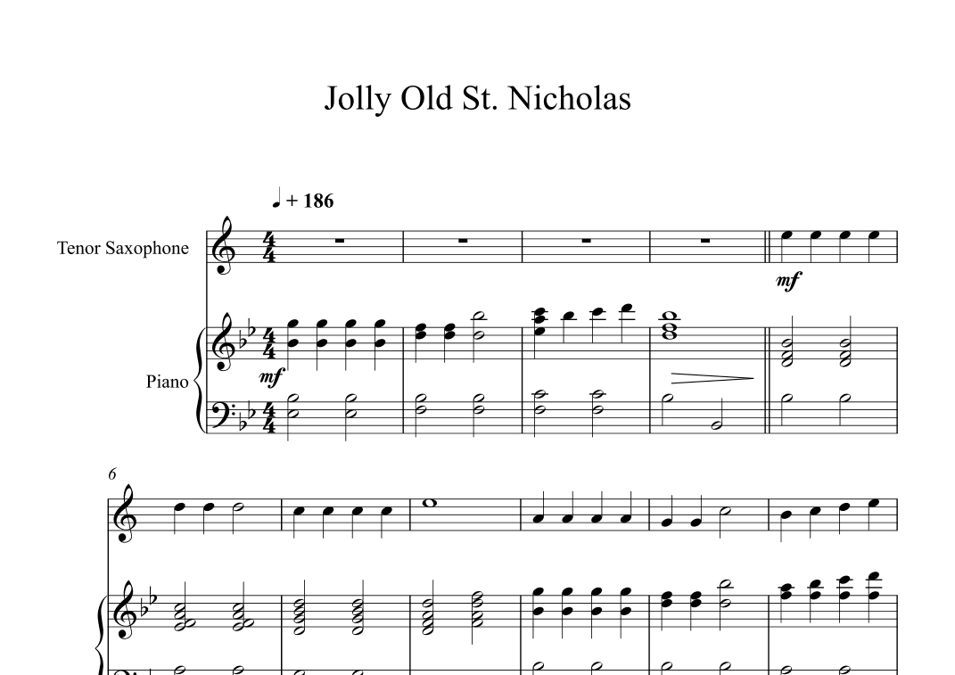 Jolly Old St. Nicholas (Tenor Sax + Piano) (arr. Digital Book Music)