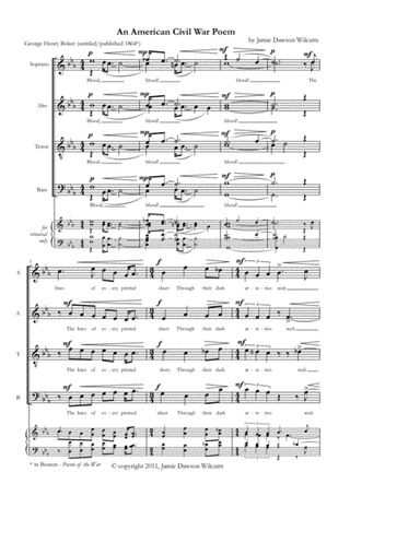 An American Civil War Poem for satb choir