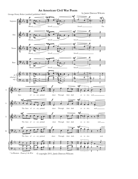 An American Civil War Poem for satb choir
