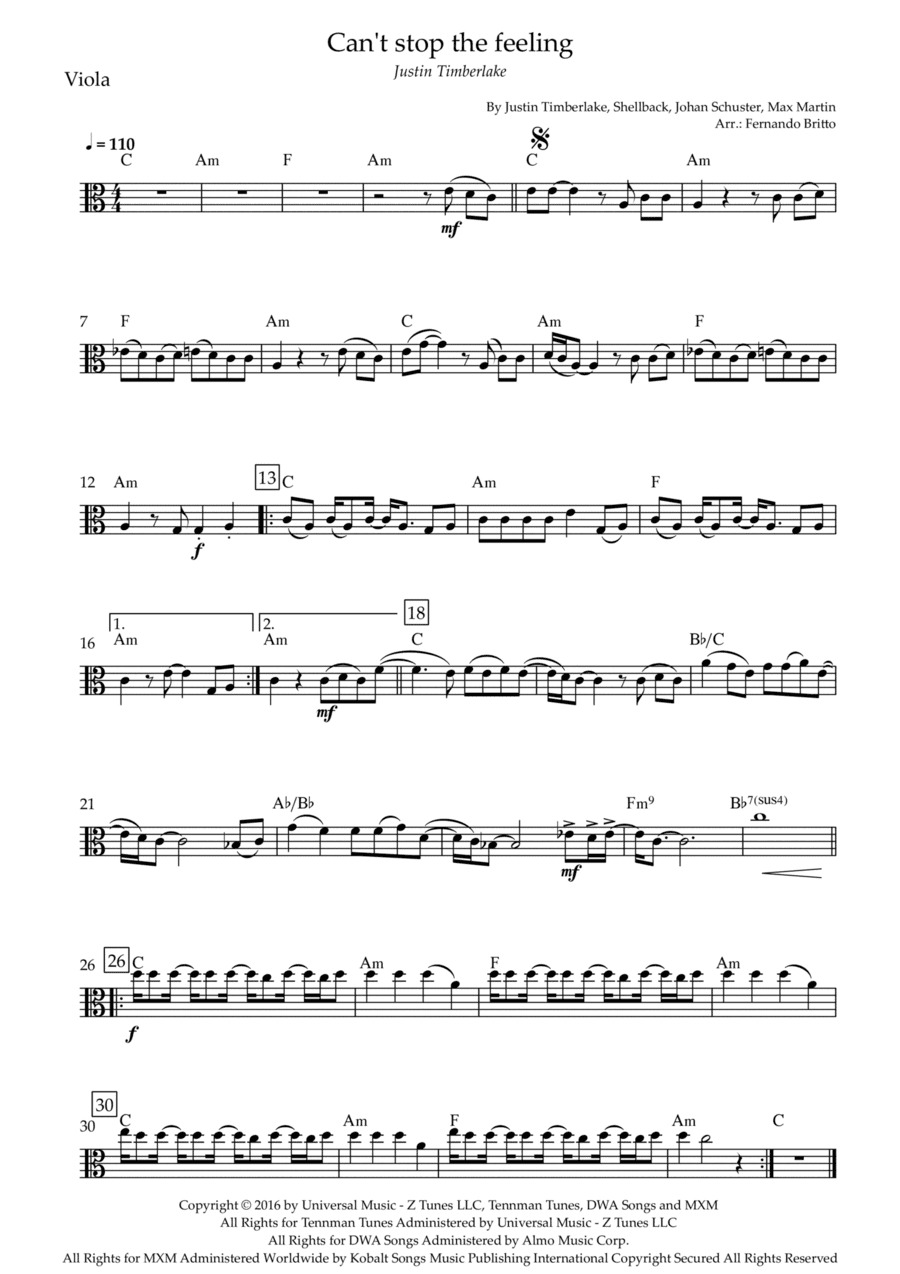 Can't Stop The Feeling! (arr. Fernando Britto)