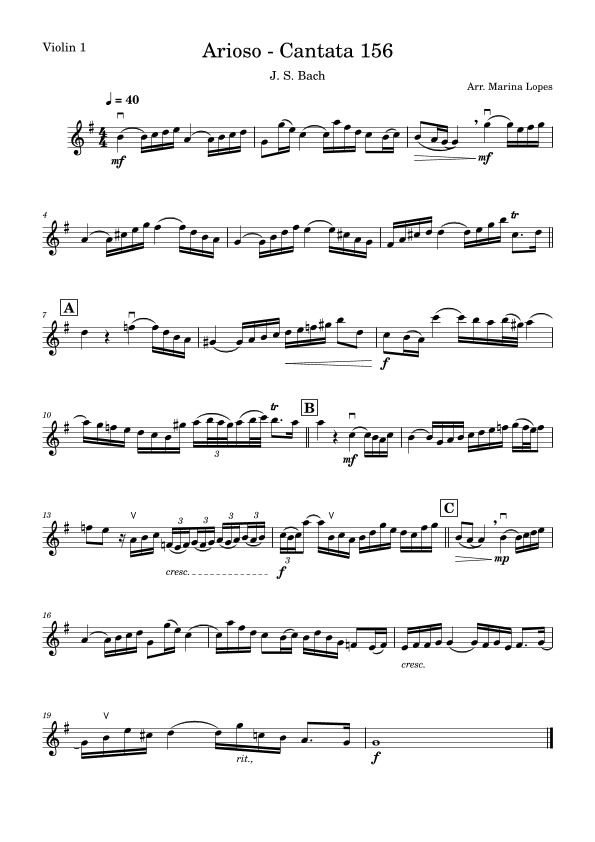 Arioso - Cantata 156 - J. S. Bach (arr. Marina Lopes)