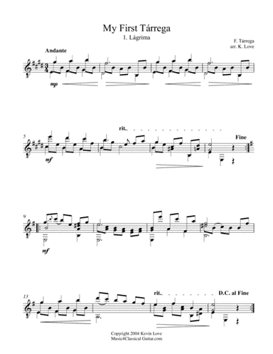 My First Tárrega - Lágrima, Estudio in La, Adelita (arr. Kevin Love)