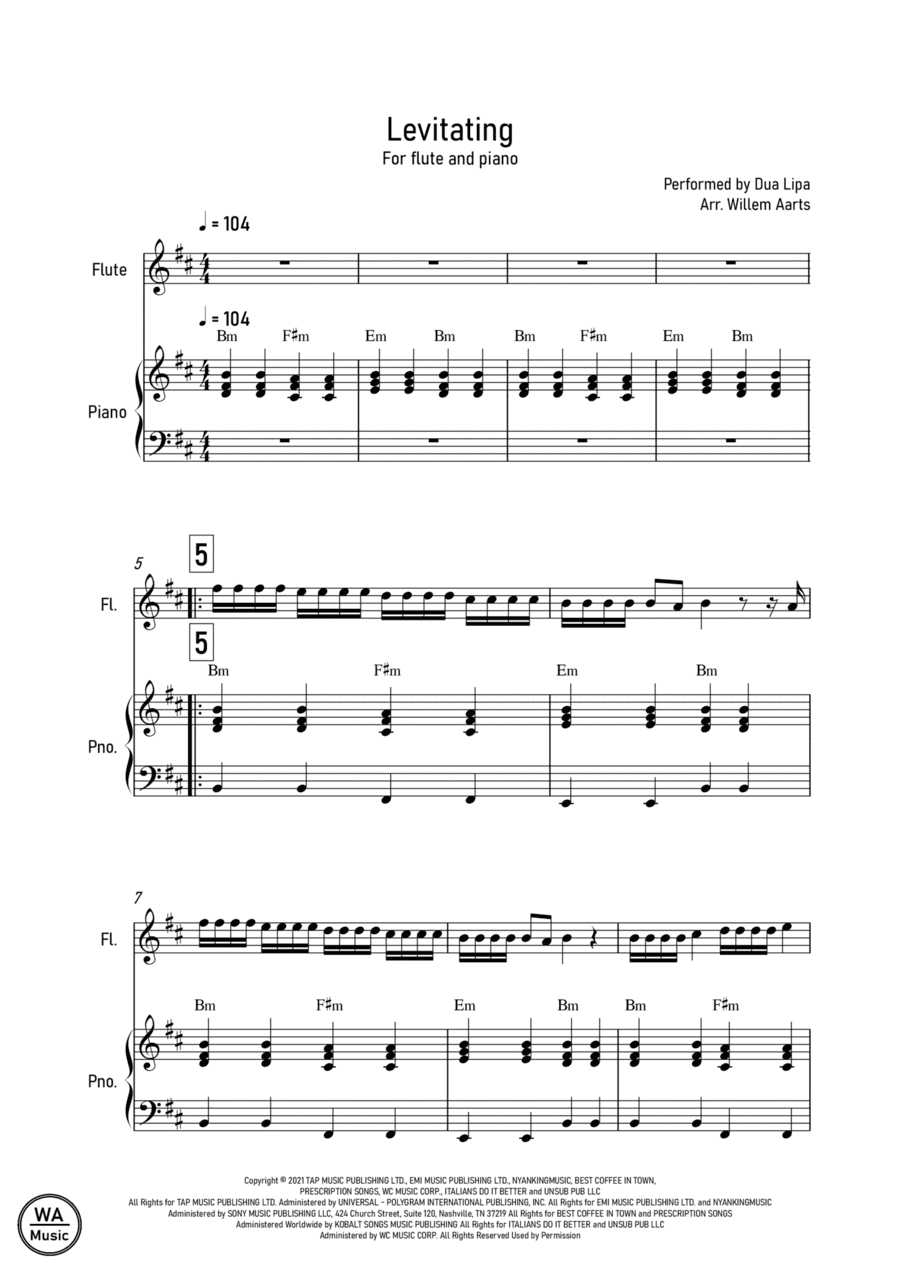 Levitating (arr. Willem Aarts)