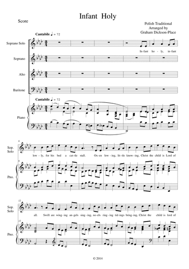 Infant Holy, Infant Lowly. Trad Polish Arr. by Graham Dickson-Place SATB Piano/Organ (arr. Arr. by Graham Dickson-Place)