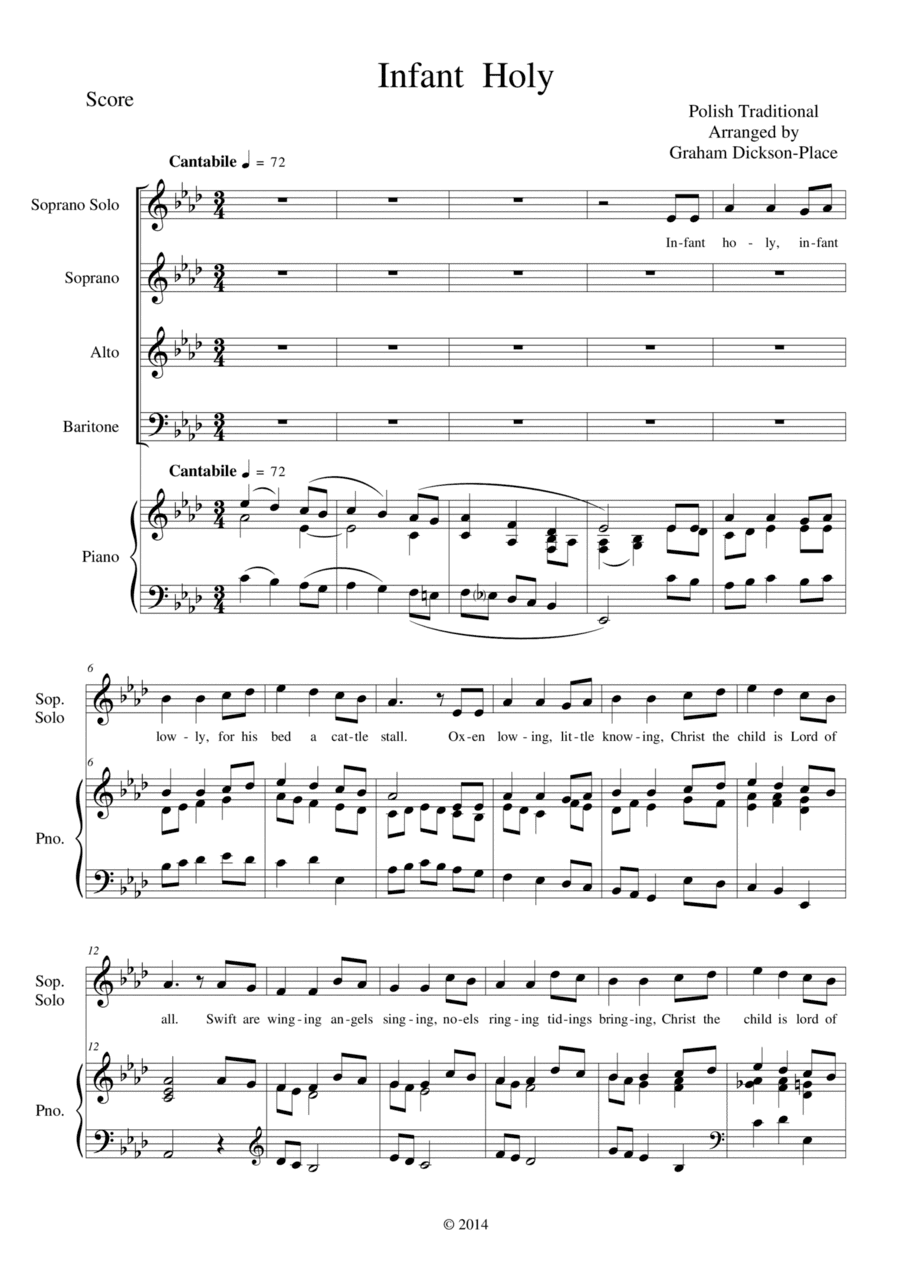 Infant Holy, Infant Lowly. Trad Polish Arr. by Graham Dickson-Place SATB Piano/Organ (arr. Arr. by Graham Dickson-Place)