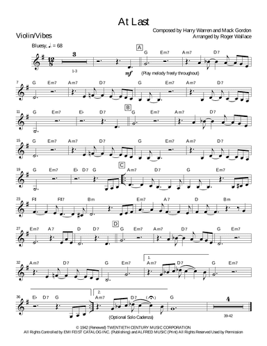 At Last (arr. Roger Wallace)