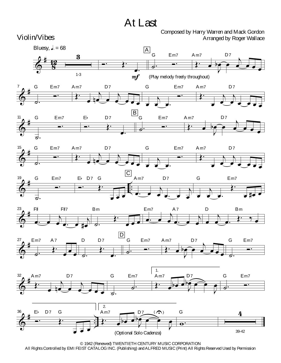 At Last (arr. Roger Wallace)
