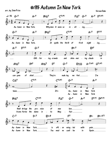 Autumn In New York (arr. John Fries)