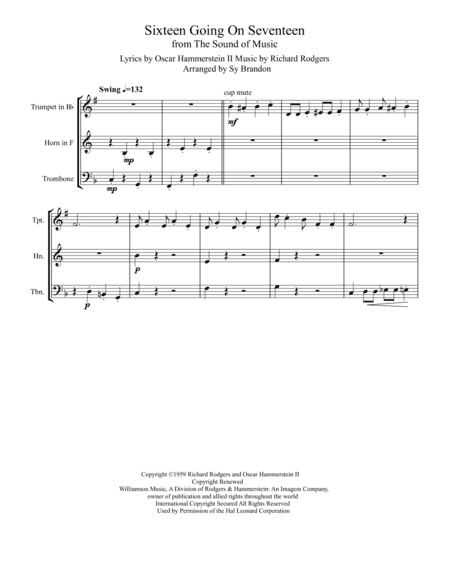 Sixteen Going On Seventeen (arr. Sy Brandon)