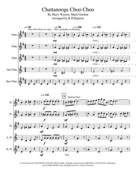 Chattanooga Choo Choo (arr. R H Baptiste)