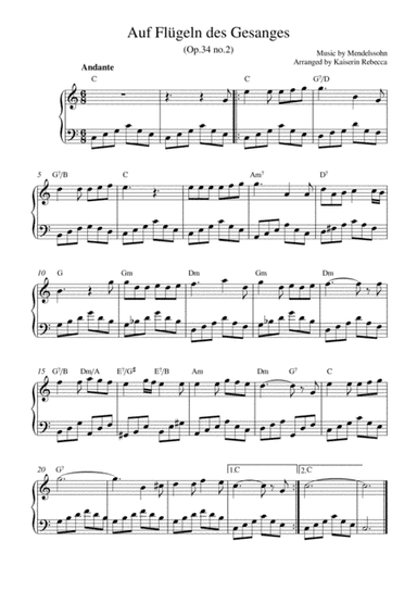 Auf Flügeln des Gesanges (On Wings of Song, Op.34 no.2) (arr. Kaiserin Rebecca)