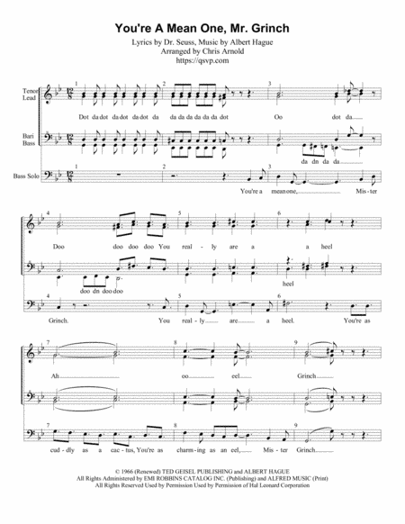 You're A Mean One, Mr. Grinch (arr. Chris Arnold)