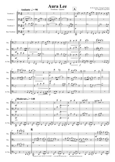 Aura Lee - Love me tender - Elvis - Trombone Quartet (arr. Thomas H. Graf)