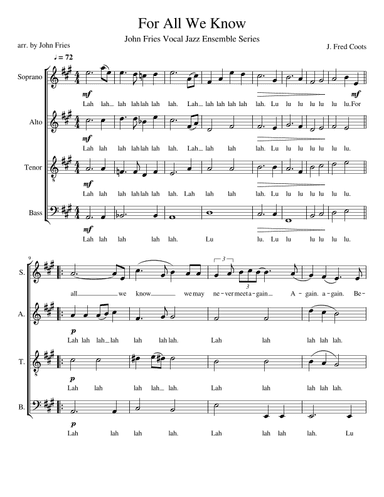 For All We Know (arr. John Fries)
