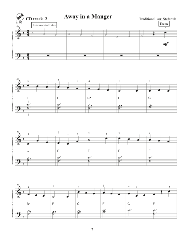 Away in a Manger, very easy piano (arr. Misha Stefanuk)