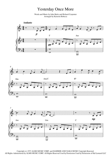 Yesterday Once More (arr. Kaiserin Rebecca)