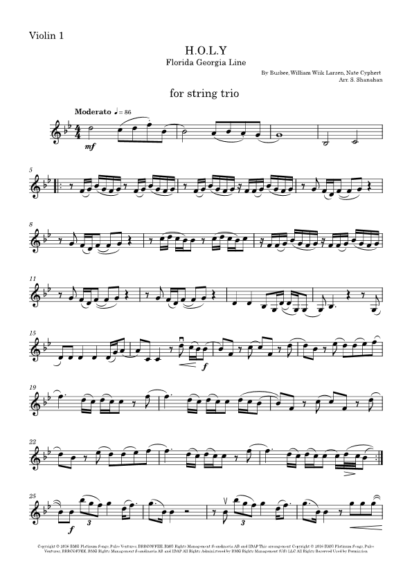 H.o.l.y. (arr. Sybil Shanahan, Beaux Strings)