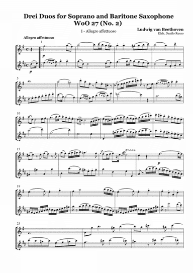 Drei Duos for Soprano and Baritone Saxophone WoO 27 (n° 2) (arr. Danilo Russo)
