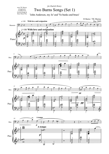 Burns Songs - Set 1 - Bassoon & Piano - TK Murray