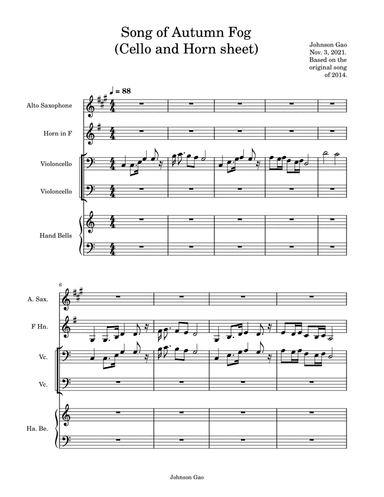 Song of Autumn Fog (Cello and horn, written in 30 years)
