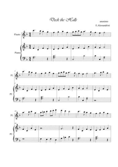 Deck the halls. Flute and piano (arr. Ester Alessandrini)