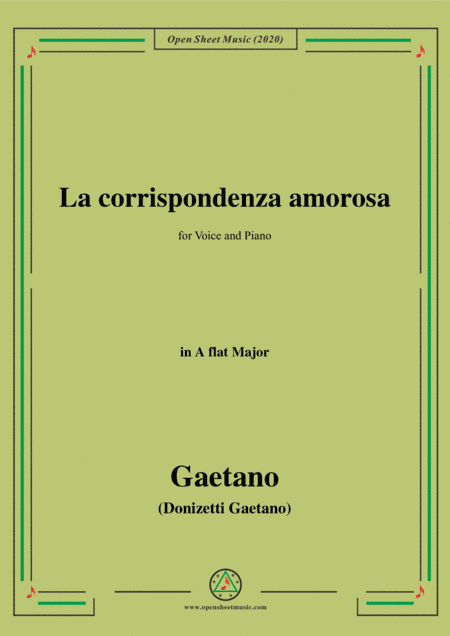 Donizetti-La corrispondenza amorosa,in A flat Major,for Voice and Piano (arr. MSM)