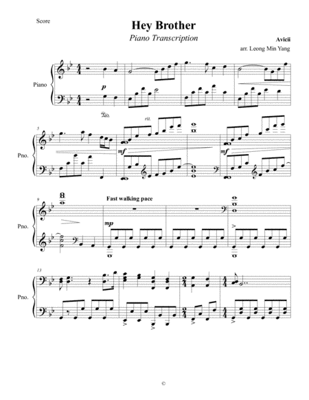 Hey Brother (arr. Leong Min Yang)
