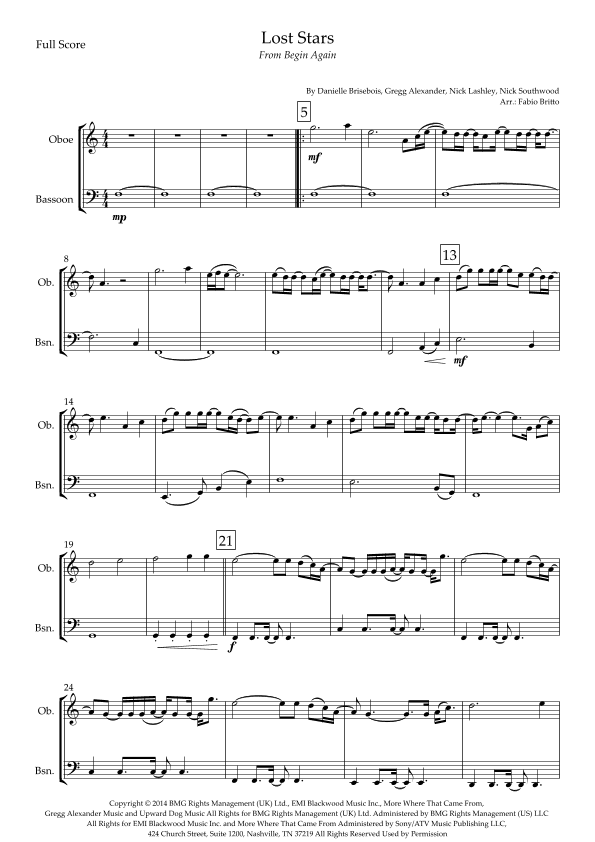 Lost Stars (arr. Fabio Britto)