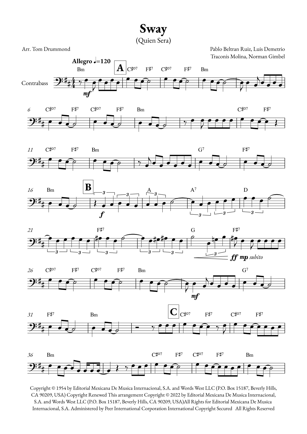 Sway (quien Sera) (arr. Tom Drummond)