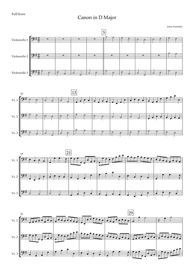 Canon (Johann Pachelbel) for Cello Trio in G Major (arr. Fabio Britto)