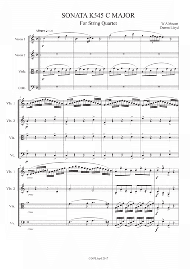 Piano Sonata K 545 - String Quartet (1st movement) (arr. Darren Lloyd)