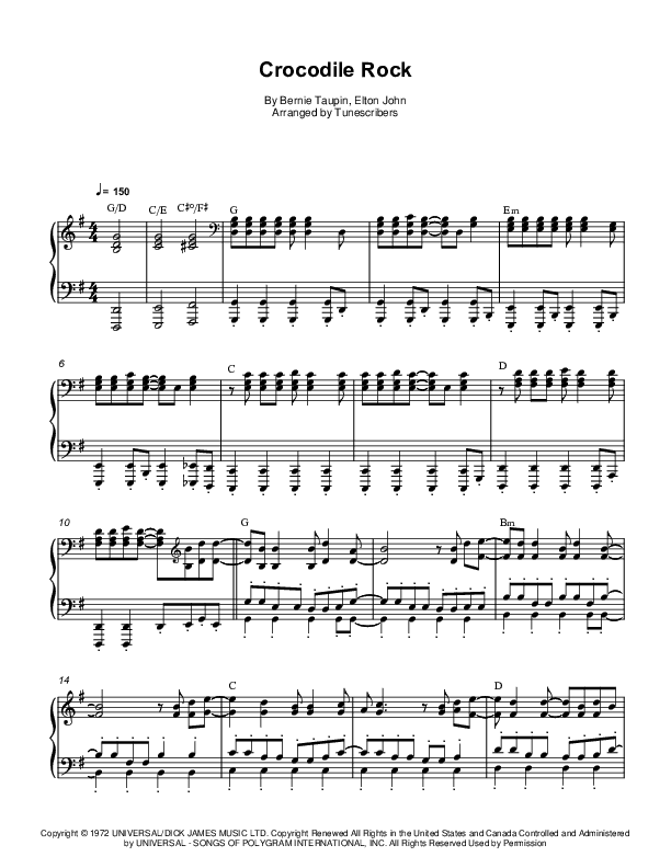 Crocodile Rock (arr. Tunescribers)