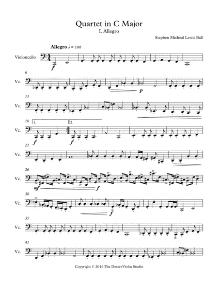 String Quartet in C Major Cello