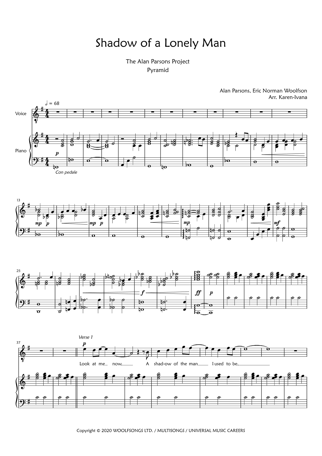 Shadow Of A Lonely Man (arr. Karen Ivana)
