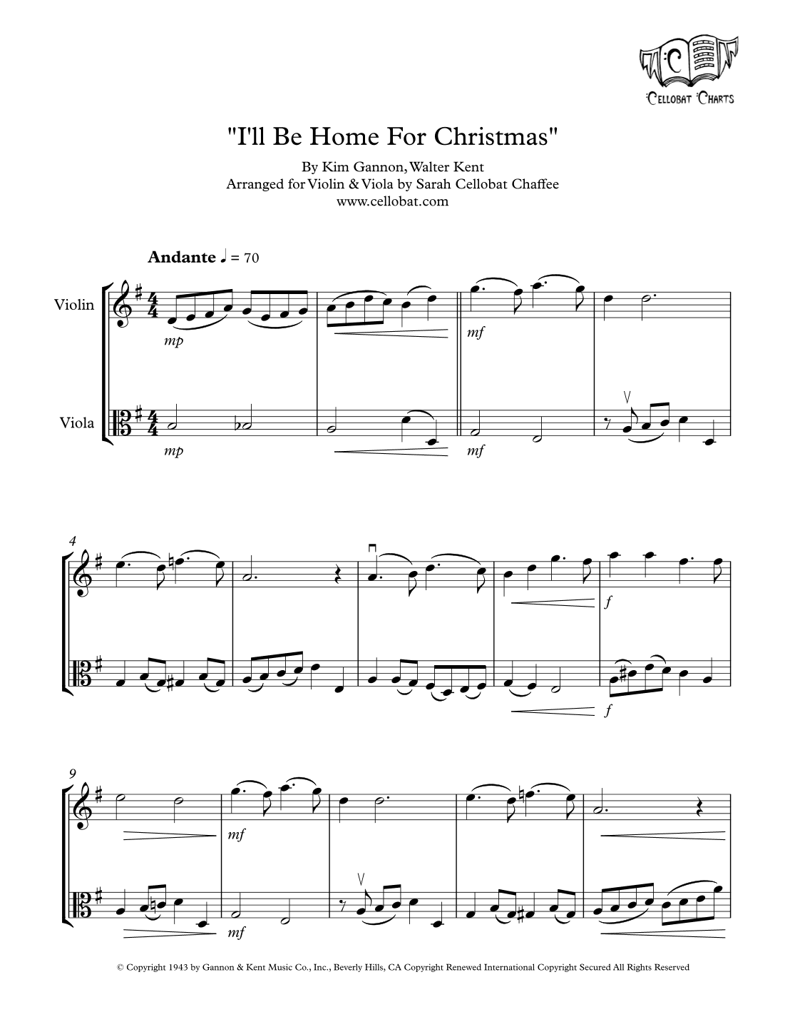 I'll Be Home For Christmas (arr. Sarah Cellobat Chaffee)
