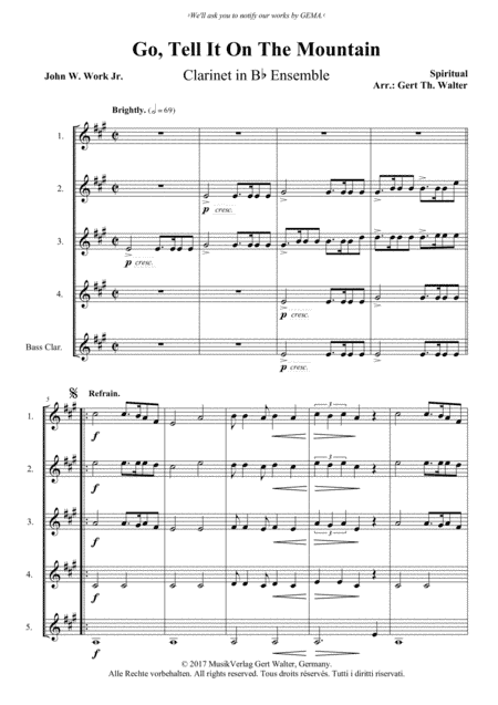 Go, Tell It On The Mountain (arr. Gert Th. Walter)
