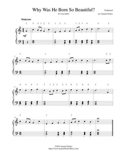 Why Was He Born So Beautiful? (Australian birthday song) - for easy piano (arr. Samuel Stokes)