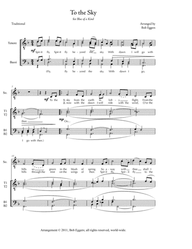 To the Sky - Solo + TTBB a cappella (arr. Bob Eggers)