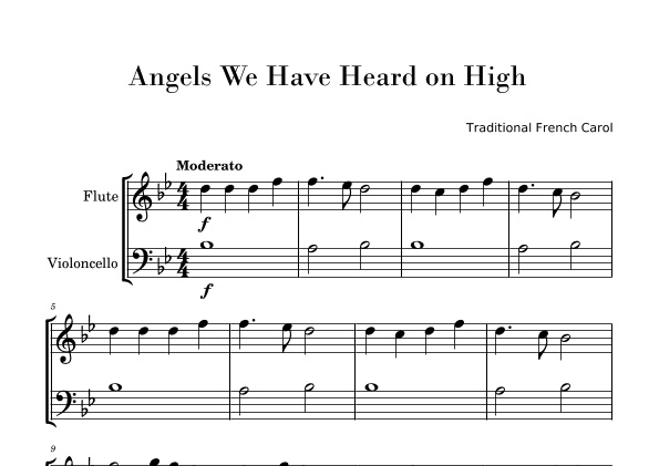Angels We Have Heard on High (Easy Flute and Cello Duo) (arr. Gisele Sant'Ana)