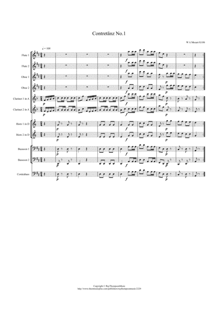 Mozart: Contredance No.1 from Overture and 3 Contredances K106 - wind dectet (arr. Ray Thompson)